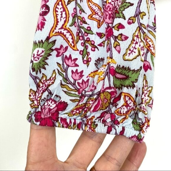 LOFT popover top with long  sleeves and v-back, loose fit, floral - Picture 6 of 8